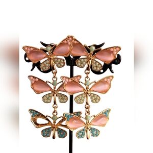 Natasha Pink Wings Butterfly Dangle Earrings NWOT